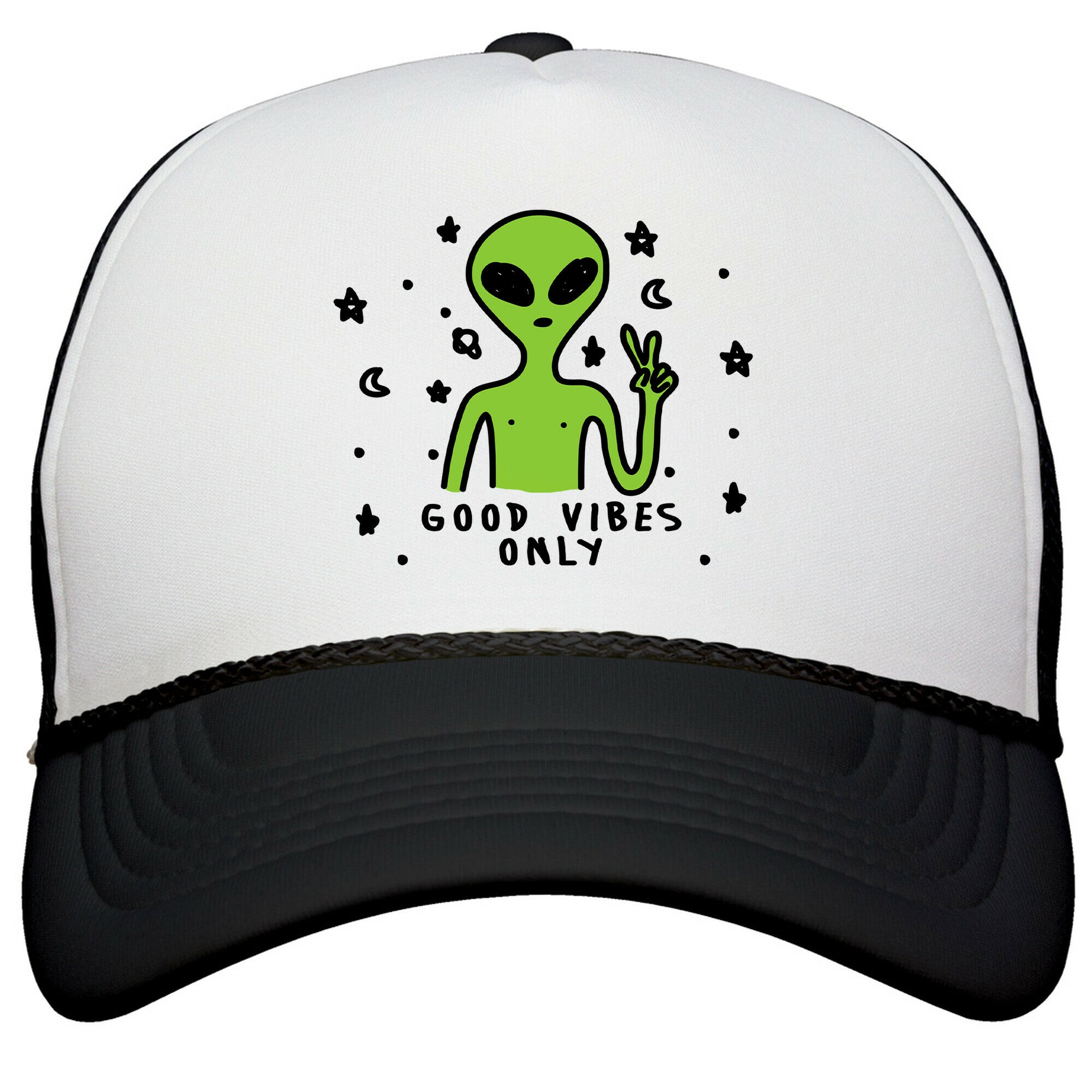 Good Vibes Only Alien Snapback Trucker Hat